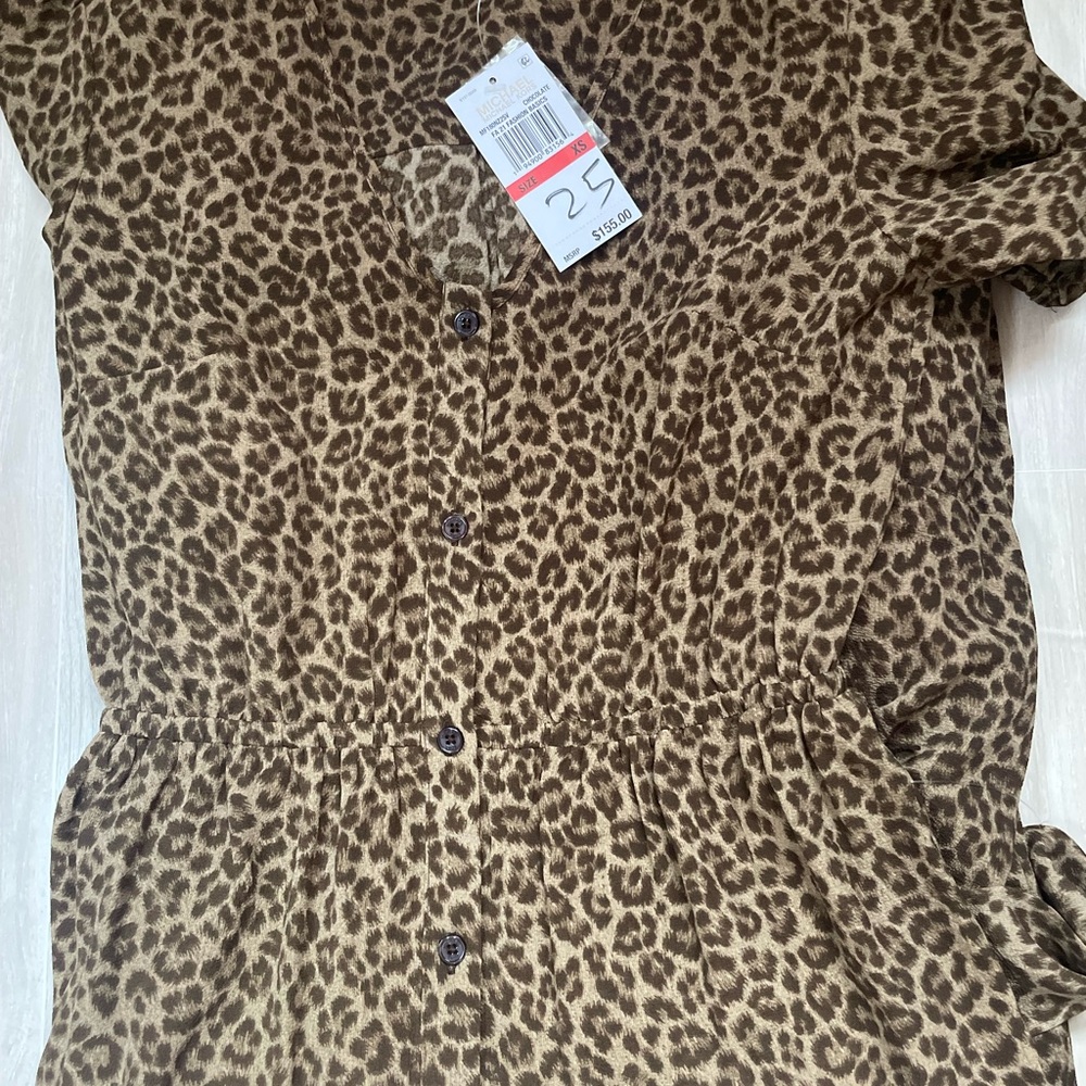 Michael Kors Brown Animal Print Dress